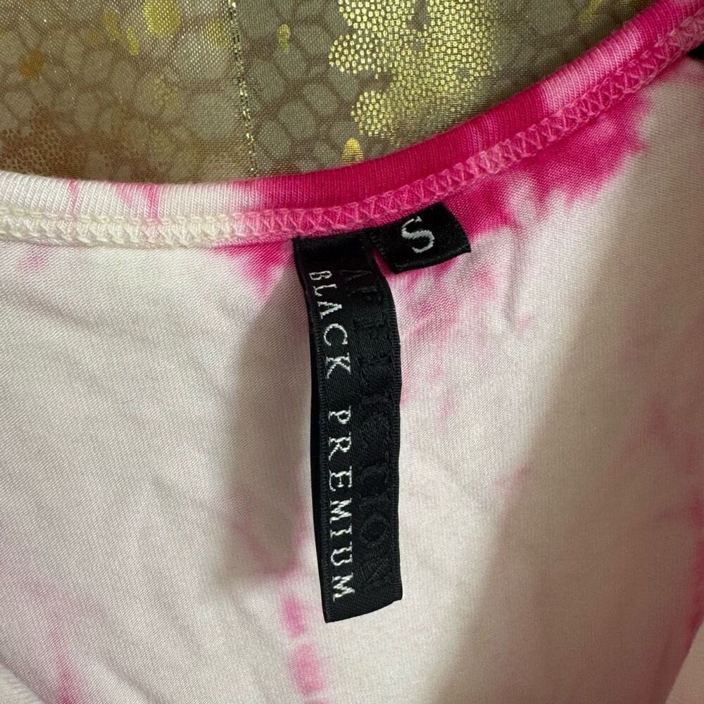 Vintage Y2K Affliction Black Label Pink Tie Dye Rhinestones Stretchy Tank Top S - Picture 3 of 8